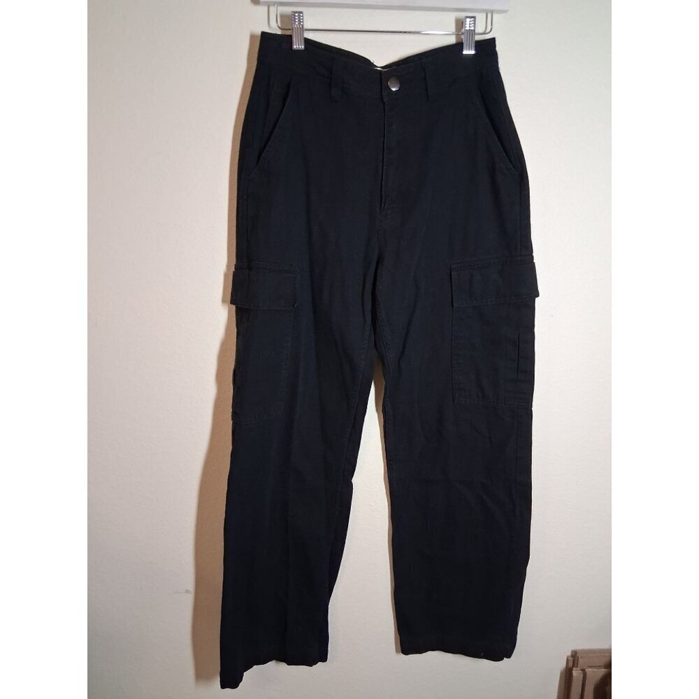 Cotton-On Denim Cargo Pants Casual Grunge Y2K Wide Leg Outdoor Black Womens Sz 4